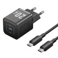 Vention Зарядний пристрій VENTION 1-Port USB-C GaN Charger (20W) EU-Plug Black (FEPB0-EU)