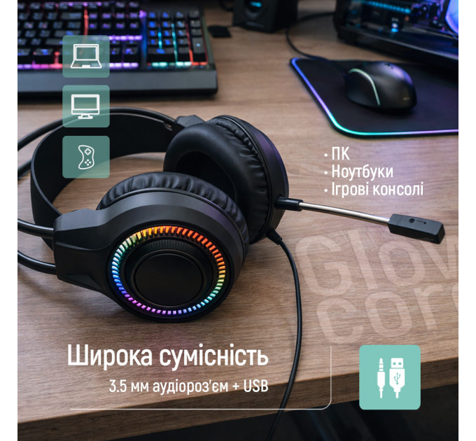 ColorWay Гарнітура СolorWay GlowCore RGB Black (CW-HPG02BK)