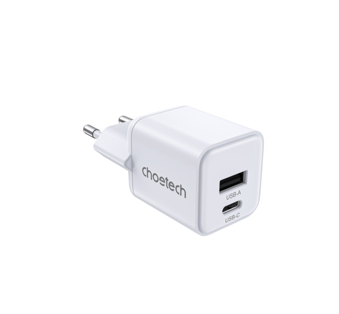 Choetech Мережевий зарядний пристрій Choetech (USB-C+USB-A) White (PD5012-EU-WH)