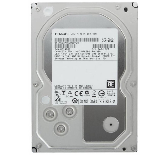 Hitachi Накопичувач HDD SATA 2.0TB Hitachi (HGST) Ultrastar 7K4000 7200rpm 64MB (HUS724020ALA640/0F14690) Refurbished