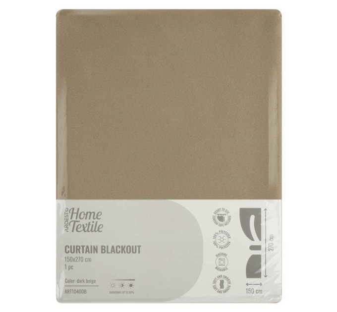 ARDESTO Textiles Штора ARDESTO 150х270см, блекаут, 100% поліестер, бежевий темний