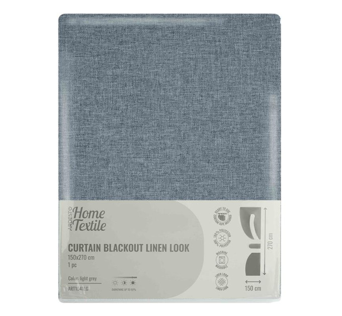 ARDESTO Textiles Штора ARDESTO 150х270см, блекаут рогожка, 100% поліестер, сірий темний