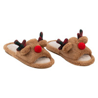 Взуття домашнє ARDESTO Christmas 40/41 розмір, 100% поліестер, підошва 100% гума, коричневий