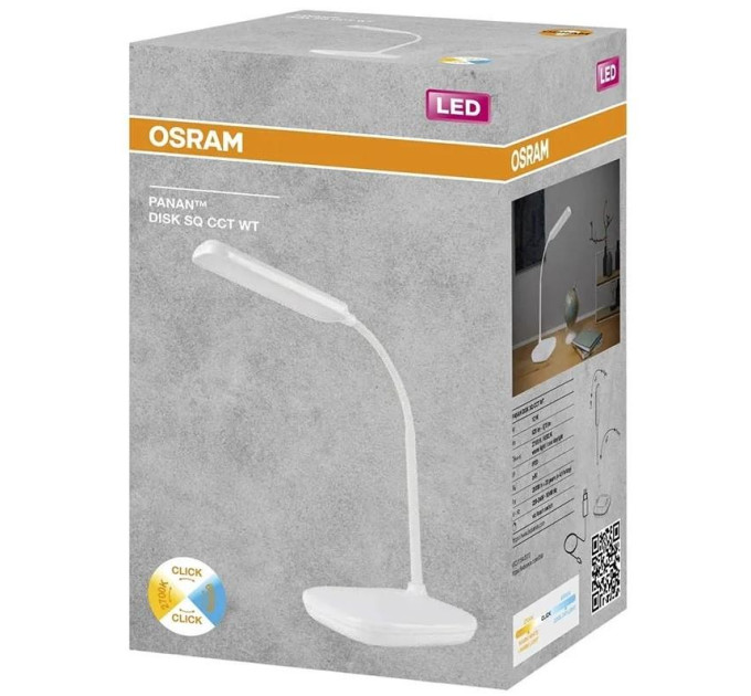 Osram Лампа настільна OSRAM Panan DISK SQ 12W 3000К 4000К 6500К з димером, білий