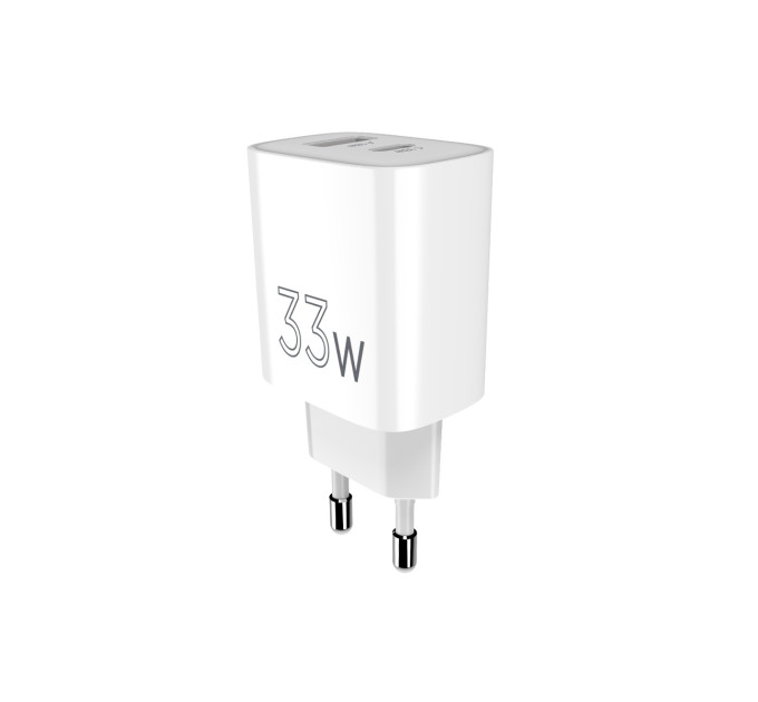 Sigma mobile Мережевий зарядний пристрій Sigma mobile X-power 33W GaN, PD, QC (1xUSB-C + 1xUSB-A) White (PS33-01)