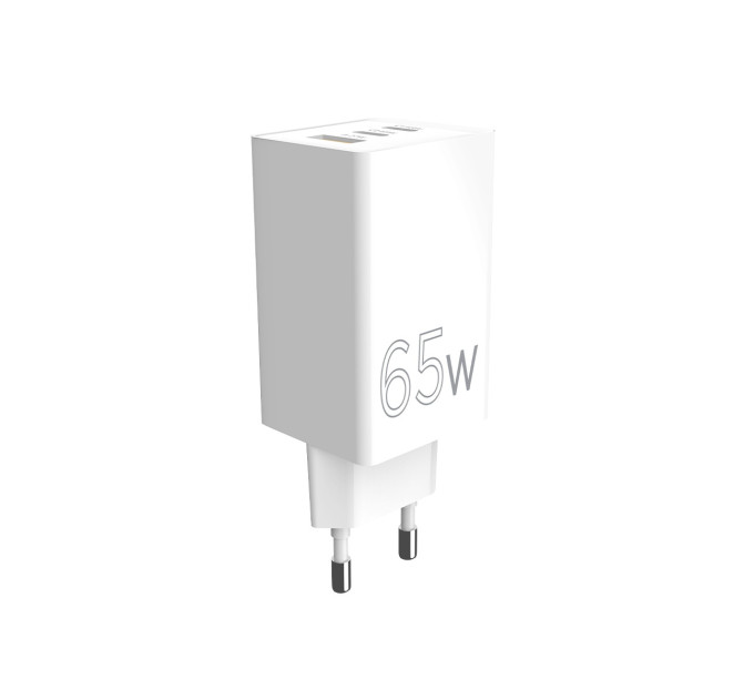 Sigma mobile Мережевий зарядний пристрій Sigma mobile X-power 65W GaN, PD, QC (2xUSB-C + 1xUSB-A) White (PS65-01)