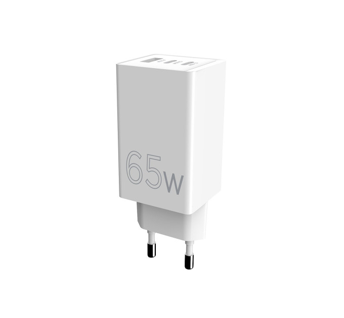 Sigma mobile Мережевий зарядний пристрій Sigma mobile X-power 65W GaN, PD, QC (2xUSB-C + 1xUSB-A) White (PS65-01)