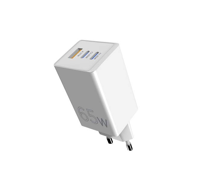 Sigma mobile Мережевий зарядний пристрій Sigma mobile X-power 65W GaN, PD, QC (2xUSB-C + 1xUSB-A) White (PS65-01)