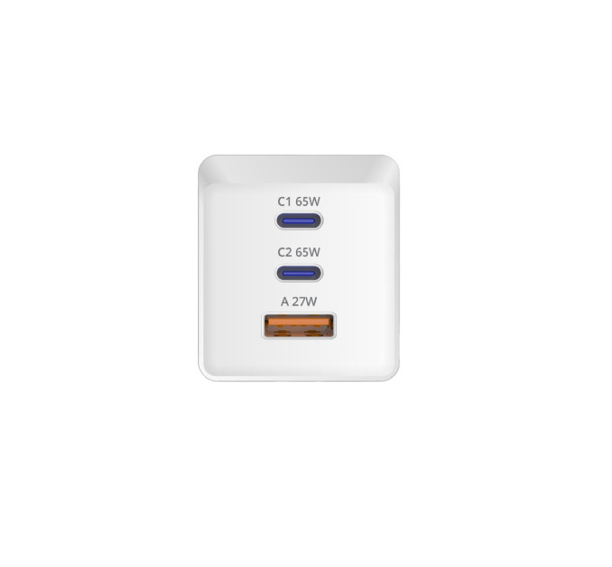 Sigma mobile Мережевий зарядний пристрій Sigma mobile X-power 65W GaN, PD, QC (2xUSB-C + 1xUSB-A) White (PS65-01)