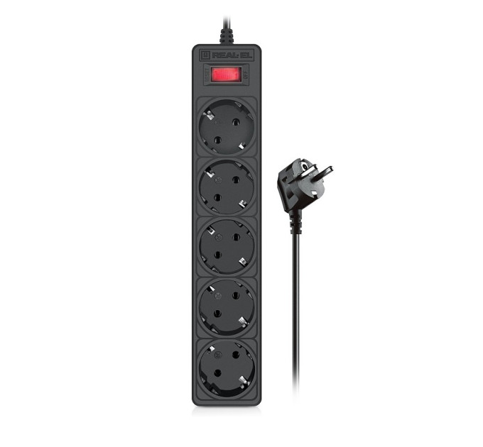 REAL-EL Фільтр живлення REAL-EL RS-Protect 505 1.8 м Black (EL122300044)