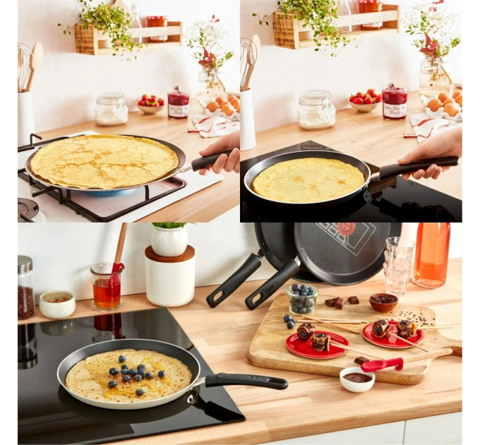 Tefal Kitchenware Сковорода млинцева Tefal Halo EUCALYPTUS, 25см, алюміній, бакеліт, сірий