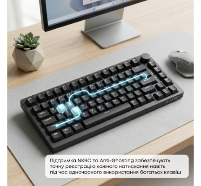 Ajazz Клавіатура Ajazz AK820 Red Switch USB-C UA Black (AK820-R-B)