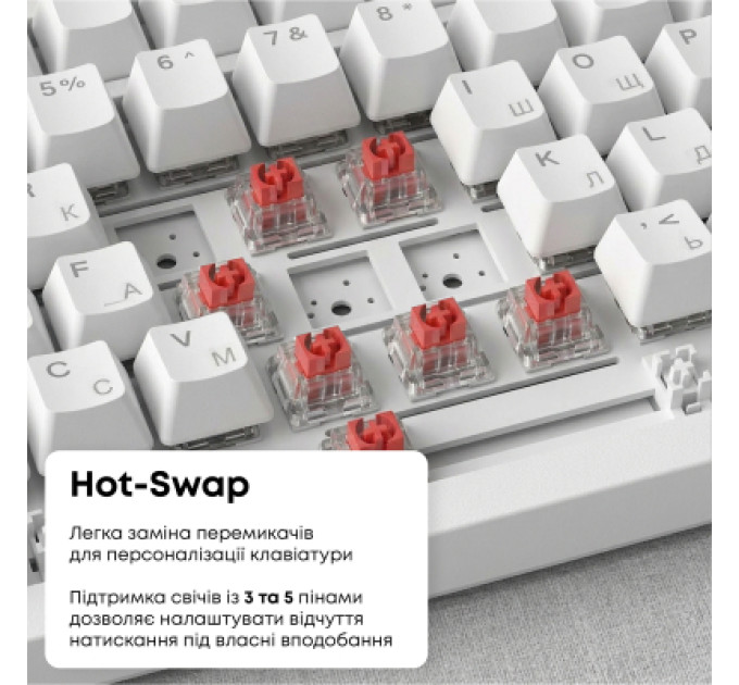 Ajazz Клавіатура Ajazz AK820 Red Switch USB-C UA White (AK820-R-W)