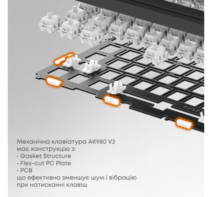 Ajazz Клавіатура Ajazz Maillard V2 Maillard Switch Wireless/Bluetooth/USB UA Purple/White/Blue (AK980-V2-M-PWB)