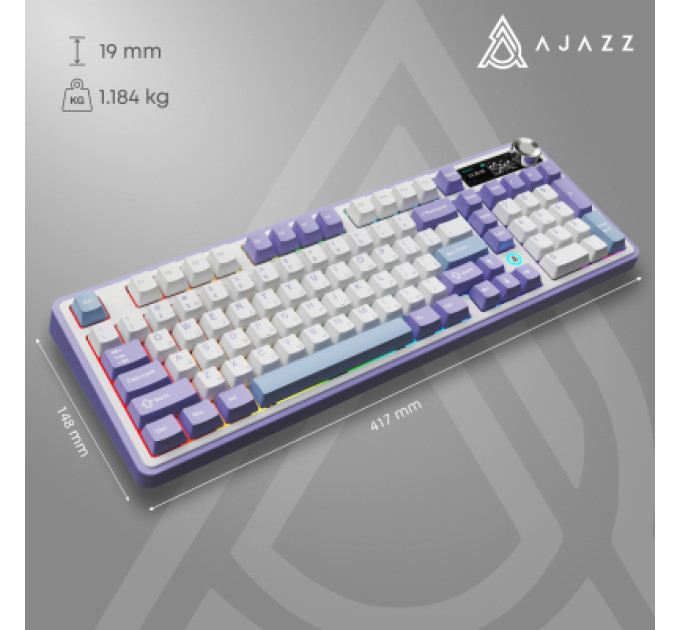Ajazz Клавіатура Ajazz Maillard V2 Maillard Switch Wireless/Bluetooth/USB UA Purple/White/Blue (AK980-V2-M-PWB)