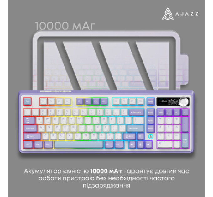 Ajazz Клавіатура Ajazz Maillard V2 Maillard Switch Wireless/Bluetooth/USB UA Purple/White/Blue (AK980-V2-M-PWB)