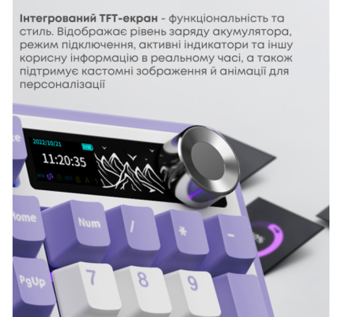Ajazz Клавіатура Ajazz Maillard V2 Maillard Switch Wireless/Bluetooth/USB UA Purple/White/Blue (AK980-V2-M-PWB)