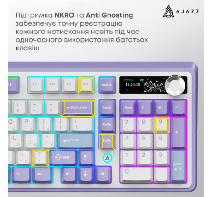 Ajazz Клавіатура Ajazz Maillard V2 Maillard Switch Wireless/Bluetooth/USB UA Purple/White/Blue (AK980-V2-M-PWB)