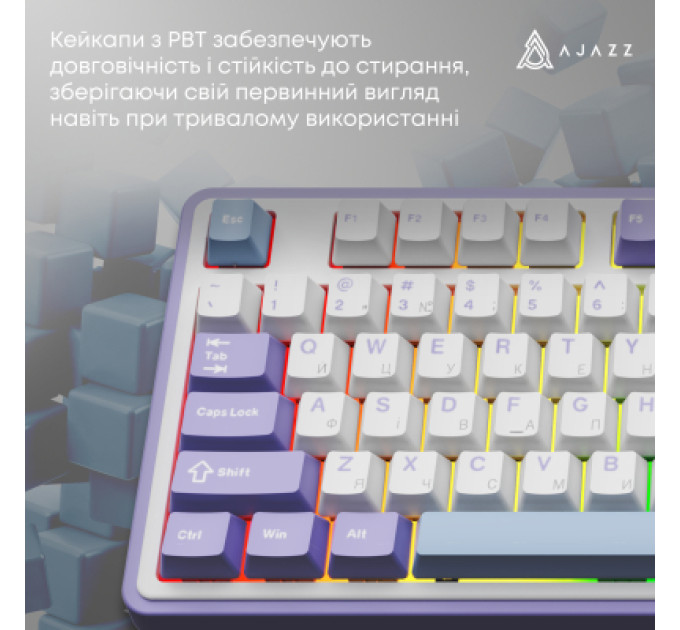 Ajazz Клавіатура Ajazz Maillard V2 Maillard Switch Wireless/Bluetooth/USB UA Purple/White/Blue (AK980-V2-M-PWB)