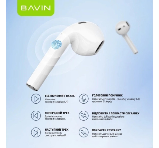 BAVIN Навушники BAVIN BAVIN-81 Hi-Res LCD Tough White (HB-BA-81-WH)