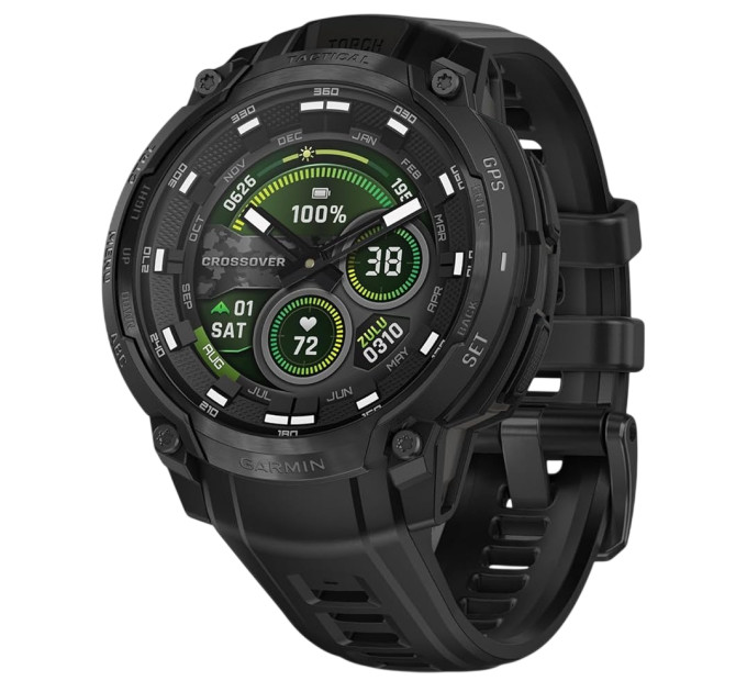 Garmin Смарт-годинник Garmin Instinct Crossover AMOLED Tactical Black with Black Silicone (010-03398-42)