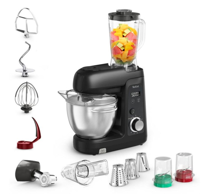 Tefal HA Кухонна машина Tefal Bake Partner + 1100Вт, чаша-метал, корпус-пластик, насадок-9, чорний