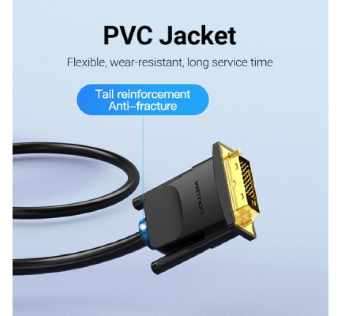 Vention Кабель мультимедійний DVI M to VGA M 1.5m 24+1pin black Vention (EABBG)