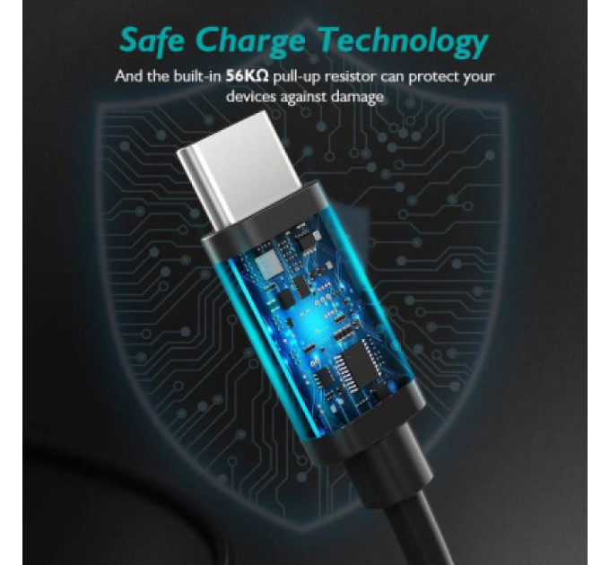 Choetech Дата кабель USB 2.0 AM to USB-C 3.0m 18W PVC black Choetech (AC0004-BK)