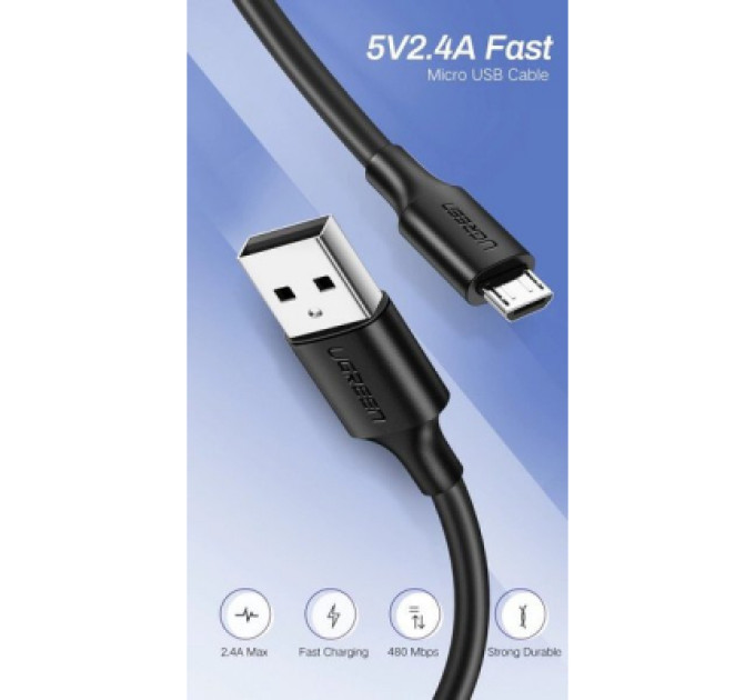 Ugreen Дата кабель USB 2.0 AM to Micro 5P 1.5m US289 (Black) Ugreen (60137)