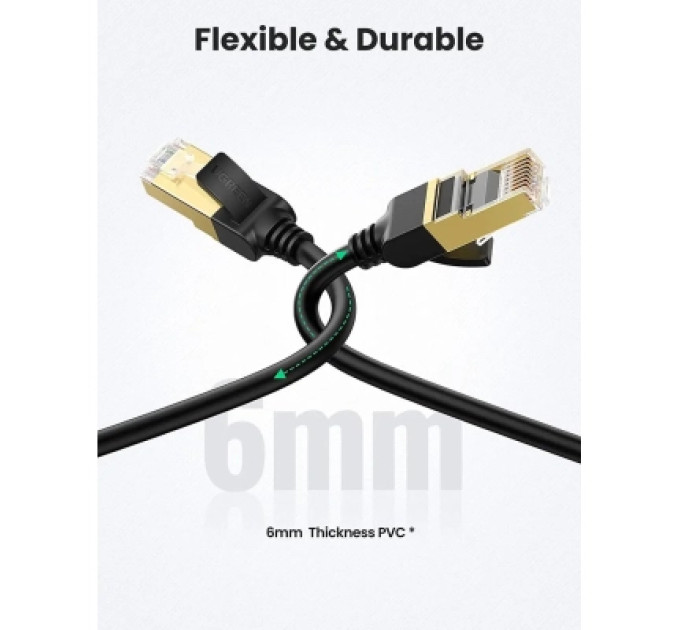 Ugreen Патч-корд 2м, F/FTP cat 7 RJ-45 black Ugreen (U_11269)