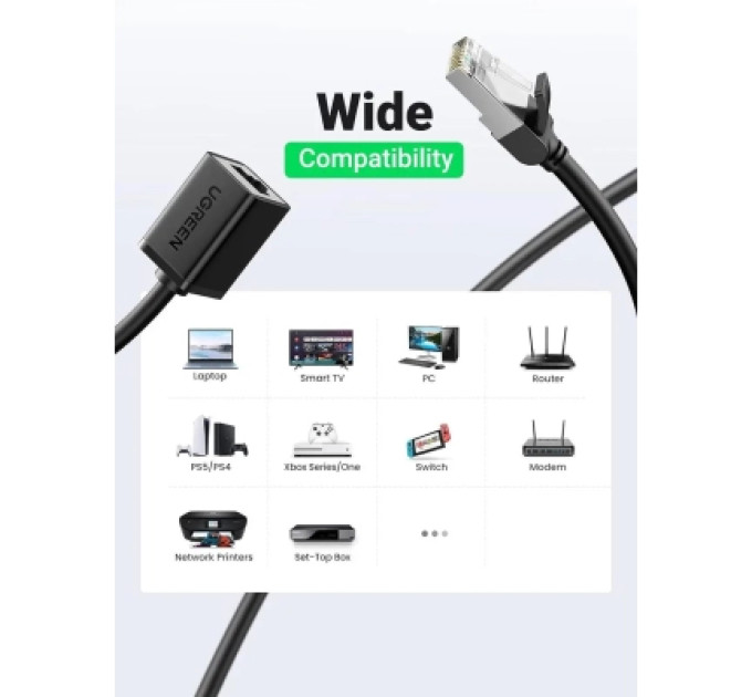 Ugreen Патч-корд 1м, F/UTP cat 6 RJ-45 extension black Ugreen (U_11279)