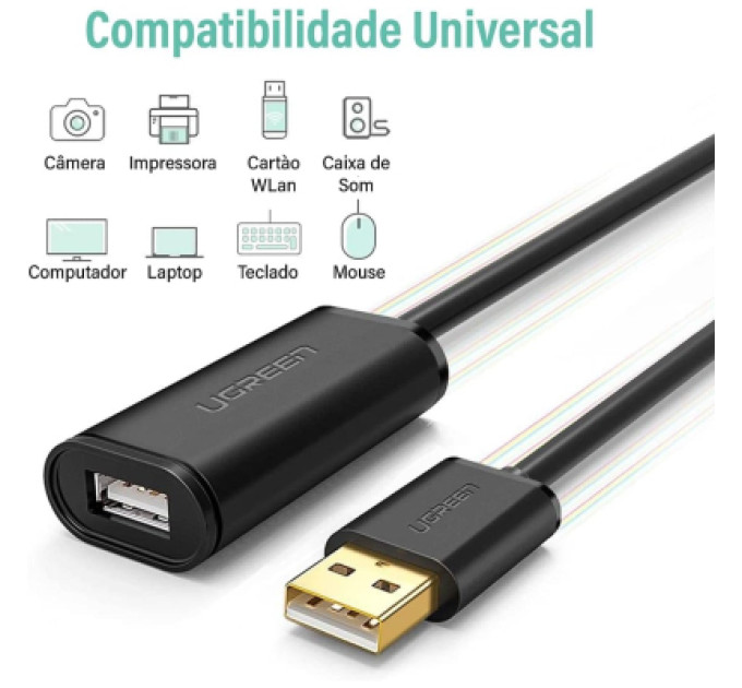 Ugreen Дата кабель USB 2.0 AM to AF 20.0m Active black Ugreen (10324)