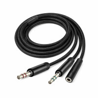 Адаптер ColorWay 3.5 мм - 2х3.5 мм (F/M), 1 м, Black (CW-AD-J2MJ)
