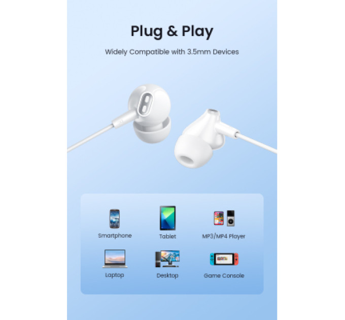 Vention Навушники Vention Echo Lite 3.5mm In-Ear Wired White (GBAWAV)