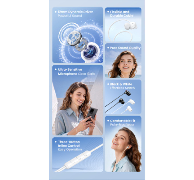 Vention Навушники Vention Echo Lite 3.5mm In-Ear Wired White (GBAWAV)