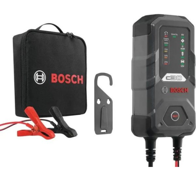 BOSCH AUTO Зарядний пристрій Bosch C30, 6/12В, 1.2-120А·год, 3.8А, IP65 (0 189 911 030)