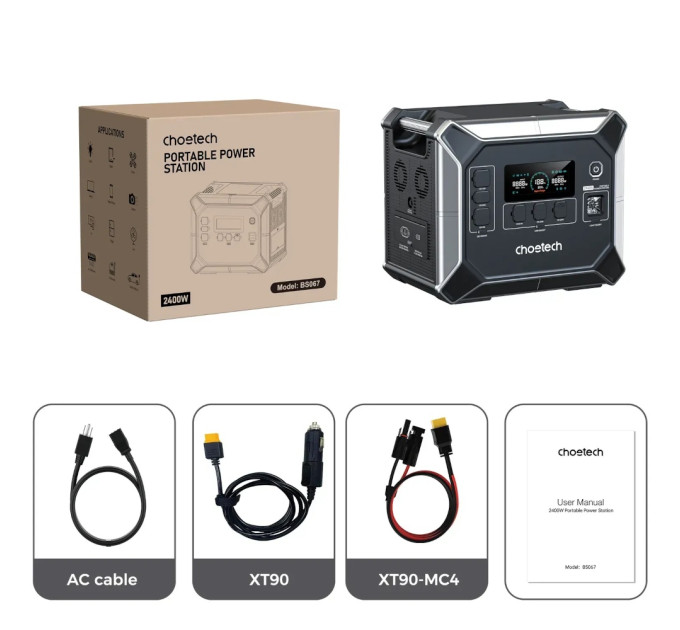 Choetech Зарядна станція Choetech BS067 2048Wh, 2400W (BS067-EU-BKSL)_OEM