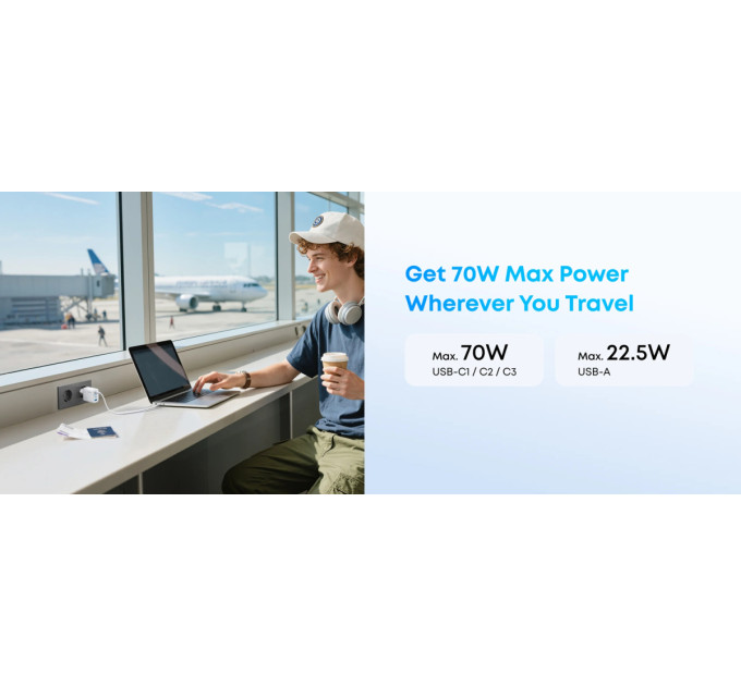 Anker Мережевий зарядний пристрій Anker Charger 70W, 3xUSB-C, 1xUSB-A, Black (A121CG11)