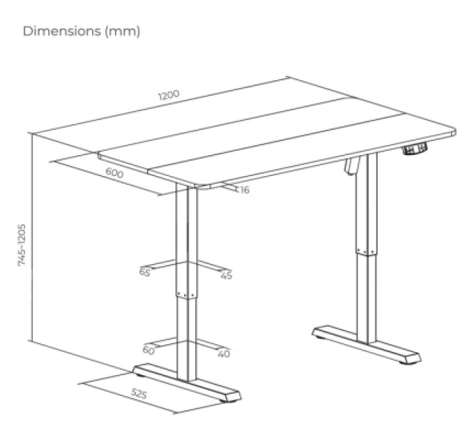 ITechMount Комп'ютерний стіл ITechMount з регульованою висотою MT12BB чорний (MT12BB)