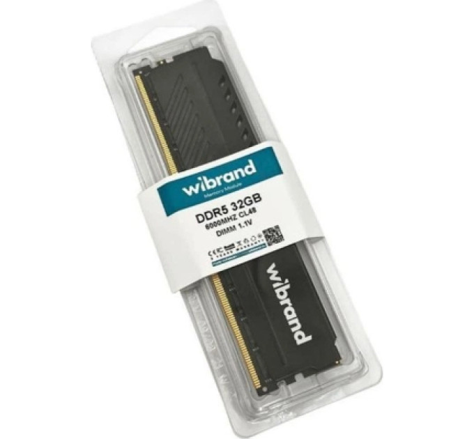 Wibrand Модуль пам'яті для комп'ютера DDR5 32GB 6000 MHz Heatsink Black Wibrand (WI6000DDR5D/32GB)