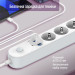 ColorWay Фільтр живлення ColorWay CW-CHE44PDW 4 розетки, 4USB (Type-C PD20W + 3USB QC3.0) (45W), 2 м, White
