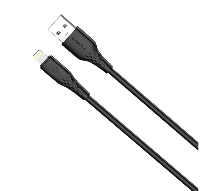ColorWay Кабель ColorWay USB - Lightning (M/M), textured PVC, 3А, 1 м, Black (CW-CBUL094-BK)