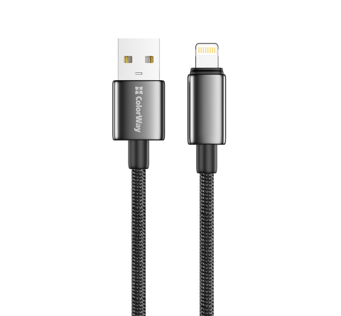 ColorWay Кабель ColorWay USB - Lightning (M/M), zinc alloy braided, 3А, 1 м, Black (CW-CBUL098-BK)