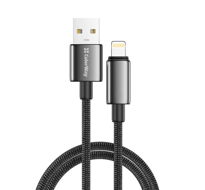 ColorWay Кабель ColorWay USB - Lightning (M/M), zinc alloy braided, 3А, 1 м, Black (CW-CBUL098-BK)