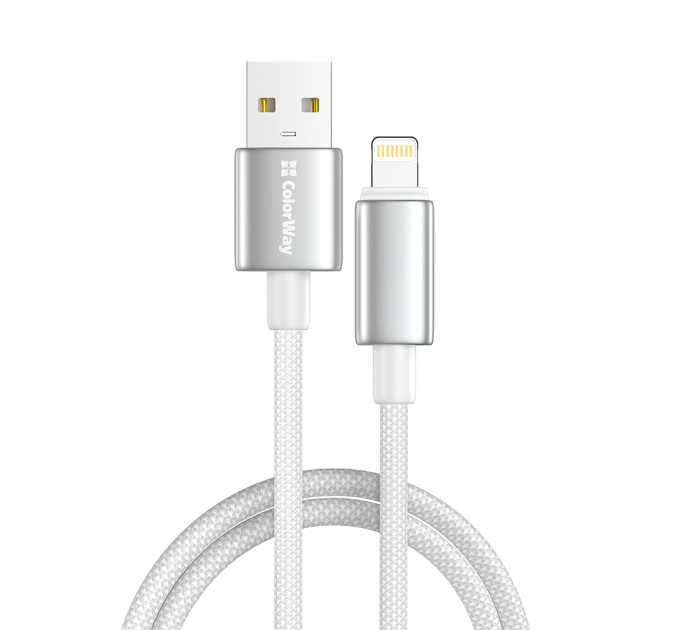 ColorWay Кабель ColorWay USB - Lightning (M/M), zinc alloy braided, 3А, 1 м, White (CW-CBUL098-WT)