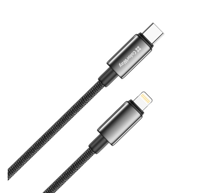 ColorWay Кабель ColorWay USB Type-C - Lightning (M/M), zinc alloy braided, 3А, 1 м, Black (CW-CBPDCL098-BK)