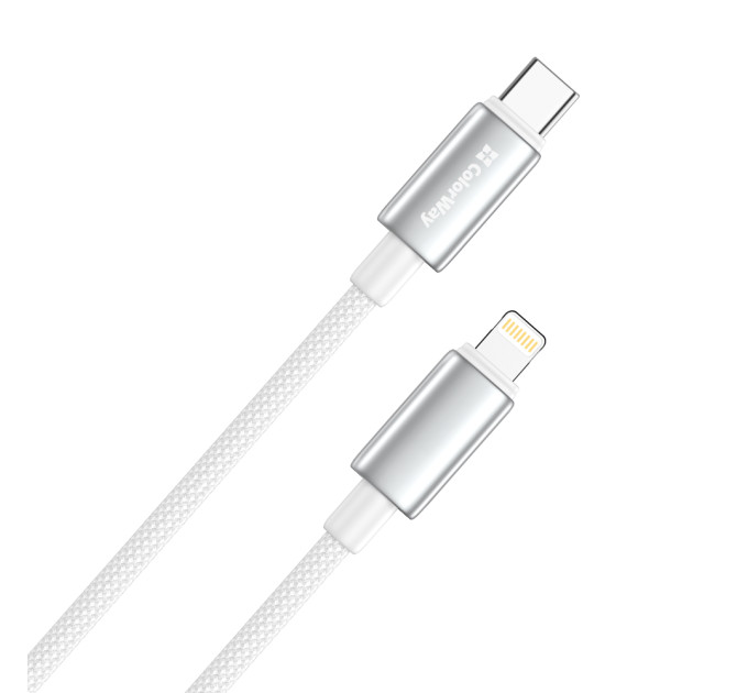 ColorWay Кабель ColorWay USB Type-C - Lightning (M/M), zinc alloy braided, 3А, 2 м, White (CW-CBPDCL099-WT)