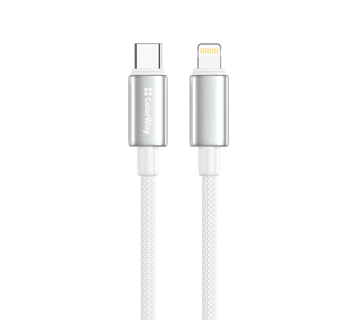 ColorWay Кабель ColorWay USB Type-C - Lightning (M/M), zinc alloy braided, 3А, 2 м, White (CW-CBPDCL099-WT)