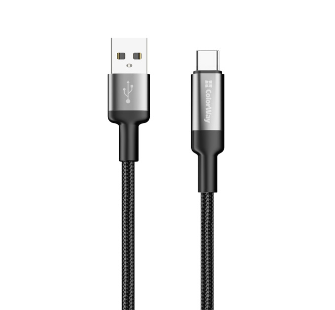 ColorWay Кабель ColorWay USB - USB Type-C (M/M), braided wire, 6А, 1 м, Black (CW-CBUC096-BK)