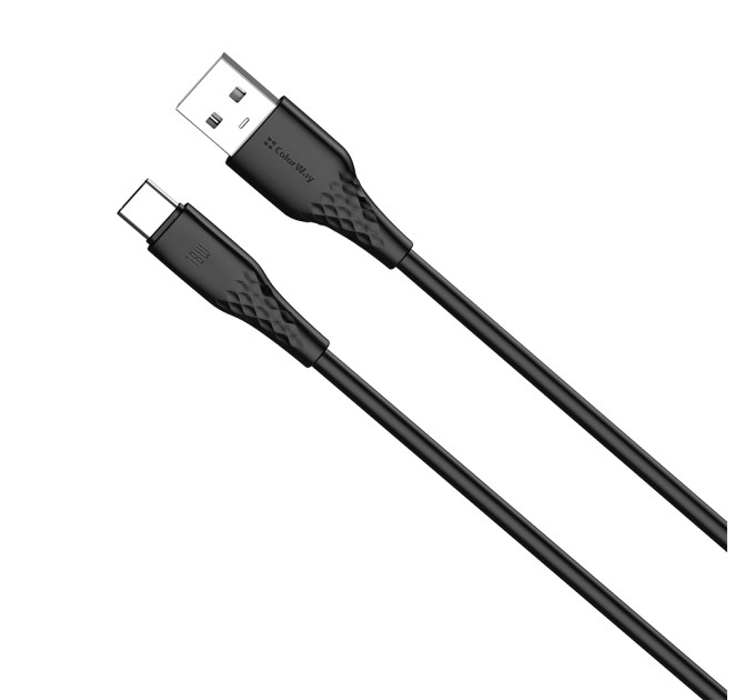 ColorWay Кабель ColorWay USB - USB Type-C (M/M), textured PVC, 3А, 1 м, Black (CW-CBUC094-BK)